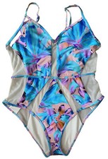 L. A. Hearts Women  s One Piece Floral Bathing Swimsuit Multicolor Size Large