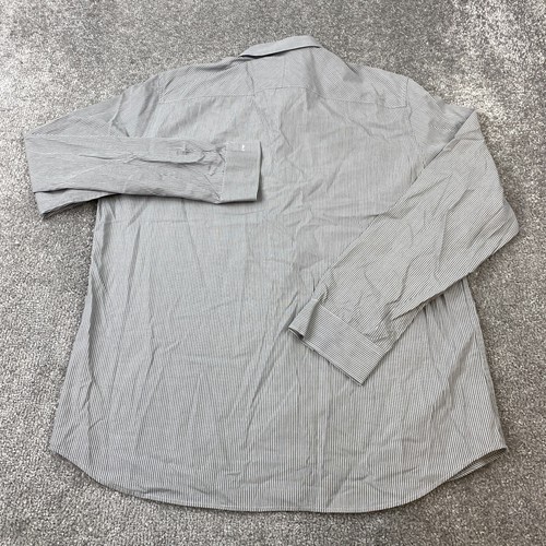 Calvin Klein Button-Up Shirt Men's Large Long Sleeve Gray White Striped - Picture 4 of 7