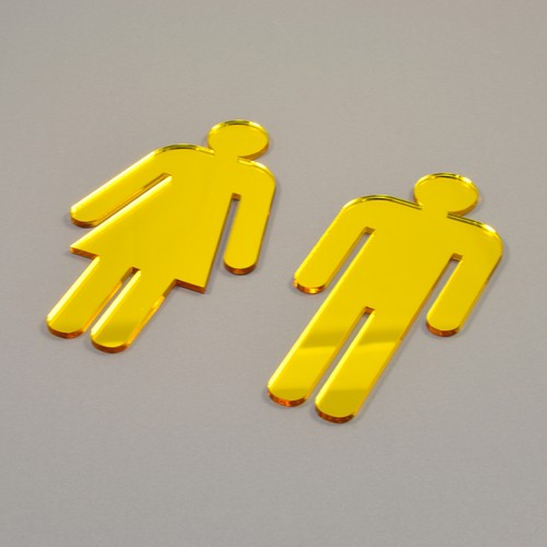 Acrylic Perspex Plastic Classic Toilet Sign - Male and Female - Self Adhesive - Picture 42 of 42