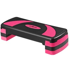30" Aerobic Exercise Step Platform with Raisers, Home & Gym Workout Stepper Pink