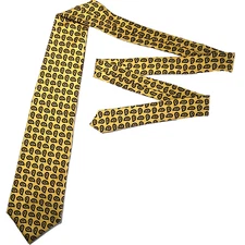 Faconnable Tie Men's Gold Paisley 100% Silk Necktie Handmade In France