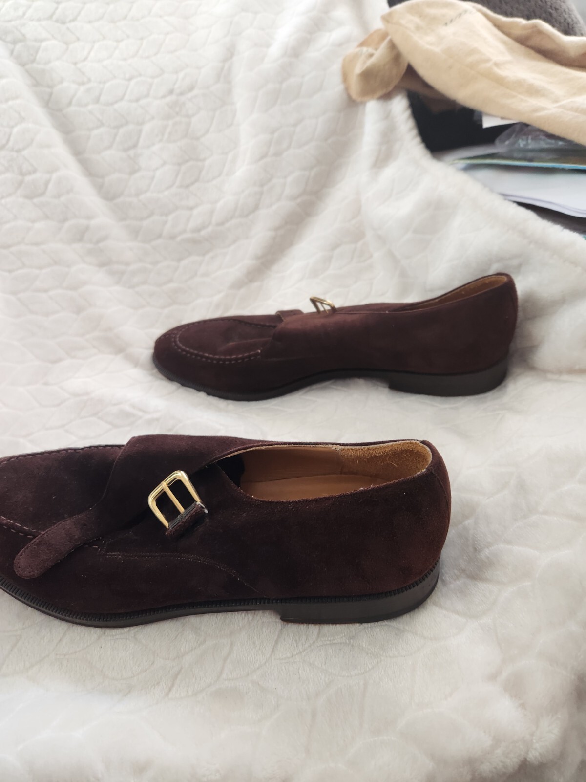 Men's Mezlan Brown Suede Monk Strap Shoes Size 10.5, with Shoe Covers eBay