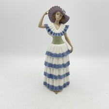 LLADRO NAO FIGURINE 6319 LADY GIRL BLUE WHITE LAYERED DRESS HAT TANGO DANCER