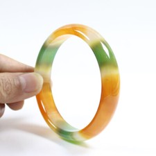 69mm Certified Natural Agate Chalcedony Multi-color Jade Bracelet Bangle a7665