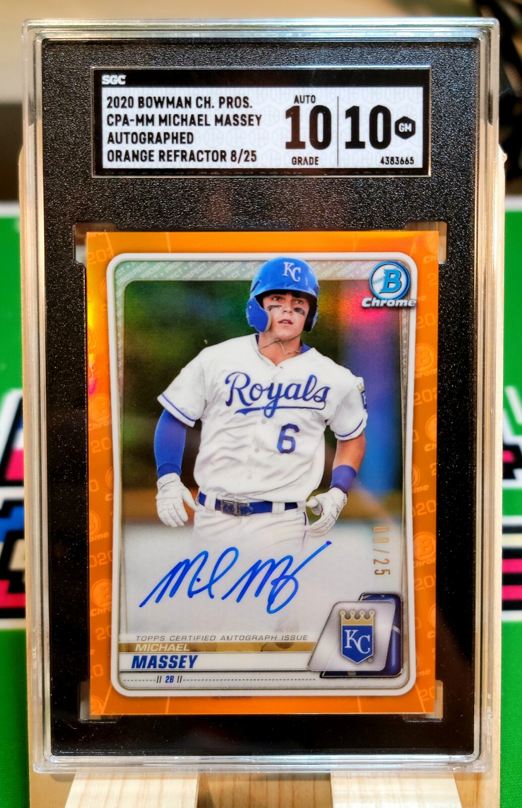 Michael Massey 2020 Bowman Chrome Auto Orange Refractor #/25 SGC 10/10