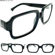 Classic Vintage Retro Style Clear Lens EYE GLASSES Square Black Fashion Frame