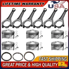 Piston Kit + Connecting Rods For Range Rover Jaguar F-Type F-Pace 3.0L V6 AJ126