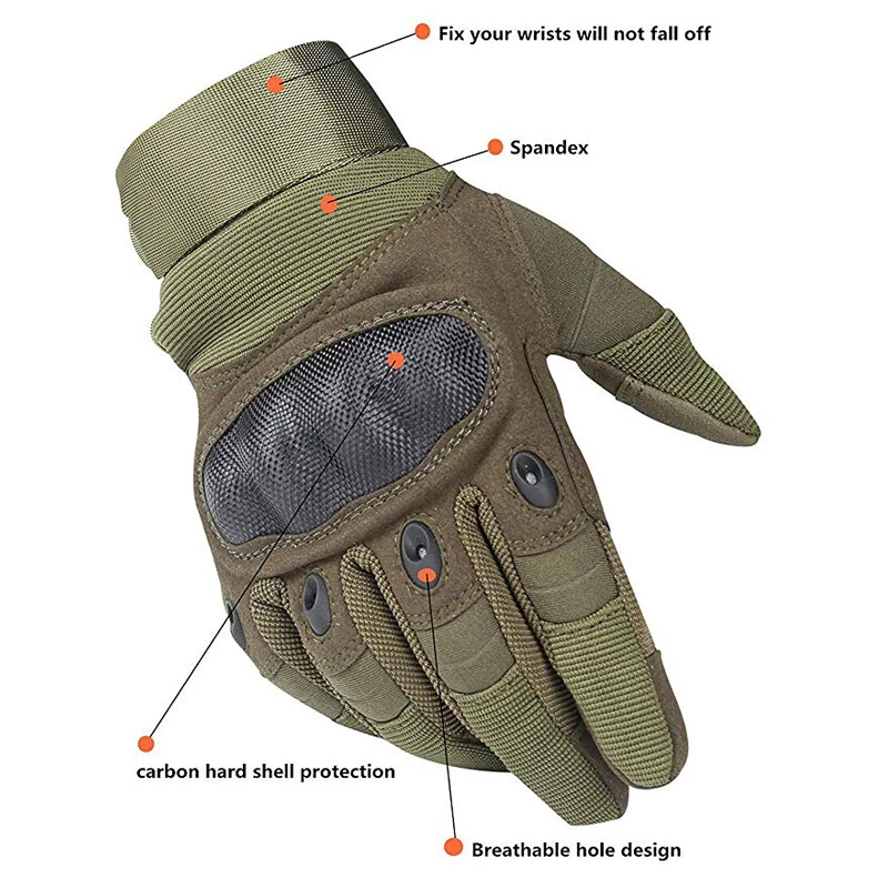 Guantes tácticos protección nudillos ejército militar combate seguridad policía patrulla Foto 2 de 4