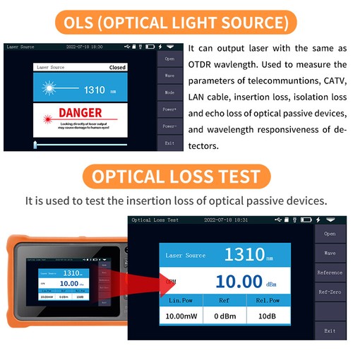 Rsrteng 4.3" Mini OTDR VFL OPM OLS ILOM Expert OTDR RJ45 Cable Tracker RSO-4000D - Afbeelding 8 van 12