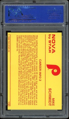 1988-89 Star Nova Edition Baseball #130 Mike Schmidt Career Info 2 PSA 9 - Picture 2 of 2