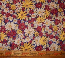 Bee Charmers daisy floral cotton quilt fabric BTY red yellow white Jennifer Samp