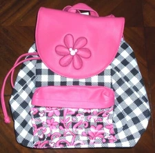 Disney Bucket Cinch Drawstring Backpack Snap Top Hidden Mickey Pink Checkered