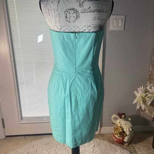 Vineyard Vines Caribbean Floral Embroidered Strapless Turquoise Form Fit Dress 8 - Picture 6 of 12