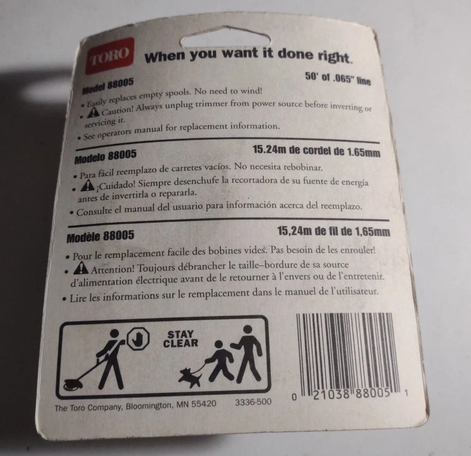 Carrete preenrollado recortador de cuerda eléctrico Toro # 88005.  50' de línea .065" Foto 4 de 4