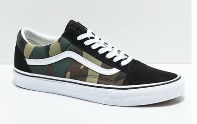 Vans Old Skool Black Woodland Camo Canvas Suede Skate shoes Size