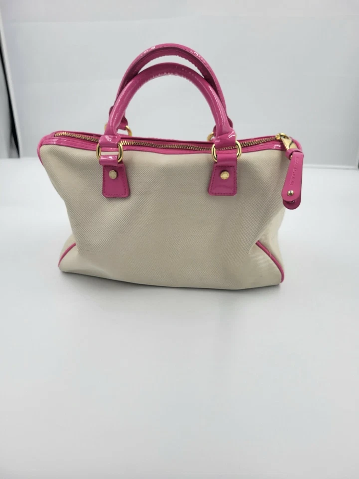 FUNDA/MONEDERO/BOLSO DE MANO VICTORIA'S SECRET DE LONA BEIGE Y ROSA DE COLECCIÓN Foto 4 de 4