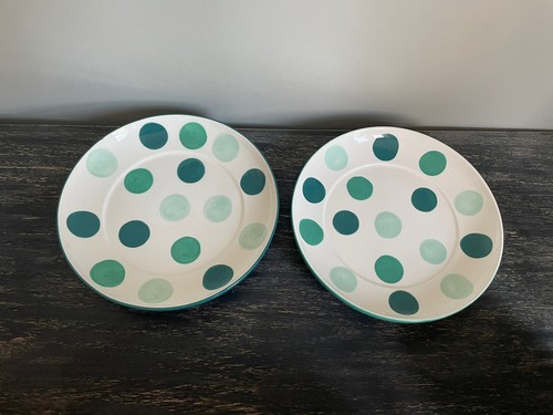 Marks and Spencer pair of green spotty stoneware plates 19.5cm across