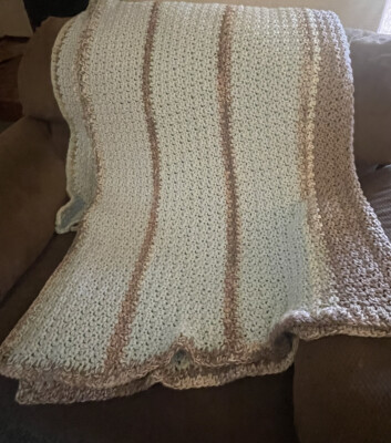 Crocheted Afghan 95x75 Inches Double Yarn Extra Thick And Heavy- Brand New !