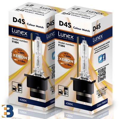 2 x D4S LUNEX XENON BULB P32d-5 35W 42V 4300K Colour Match + 50%