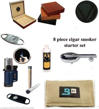 9 Piece cigar humidor beginners Starter set/Kit Ashtray cutter lighter Season