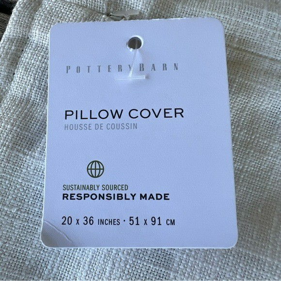 Pottery Barn Lilo Appliqué Lumbar Pillow Cover Cotton Linen Charcoal