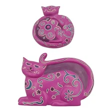 Bombay Purple Cats Resin Alarm Press Button Hanging Decor