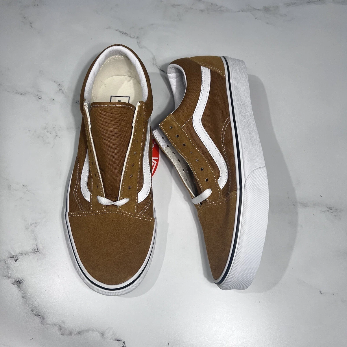 Vans Old Skool Golden Brown True White Suede Leather Low Top