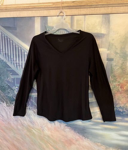 Women's Plus Size Long Sleeve Pullover Black V-Neck Top No Bo Sz. XXL (19))