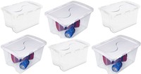 6 Pack Sterilite 19148006 48 Qt Clear Base Hinged Lid Storage Box Tote Container on sale 6 Pack Sterilite 19148006 48 Qt Clear Base Hinged Lid Storage Box Tote Container on sale