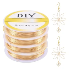 4 Rolls 14K Gold Wire for Jewelry Making, 20 Gauge Copper Wire, Tarnish Resistan
