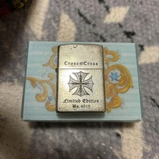 Zippo Oil Lighter Cross Limited Edition Serial No 4015 Used Vintage Unique