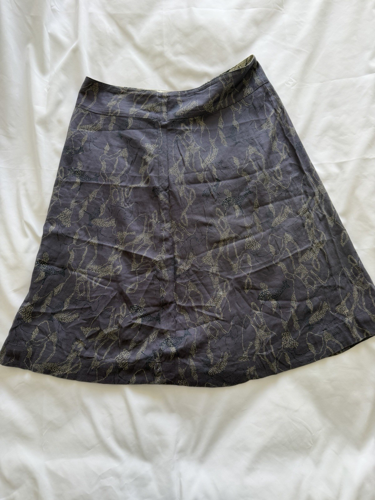 White Stuff Blue Size 10 Reversible 100% Cotton Floral Skirt Beige Knee Length