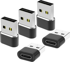 USB to C Adapter for i-Phone 16 Charger 5Pack,USBC Female 5 Pack, Black