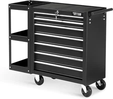 7-Drawer Rolling Tool Chest Tool Cabinet Storage Box w/ Side Shelves for Garage