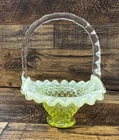 VINTAGE FENTON HOBNAIL TOPAZ SMALL BASKET URANIUM GLASS #B2
