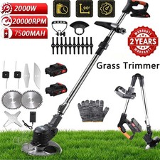 Electric Cordless Grass String Trimmer Lawn Edger Weed Wacker Cutter  2 Battery