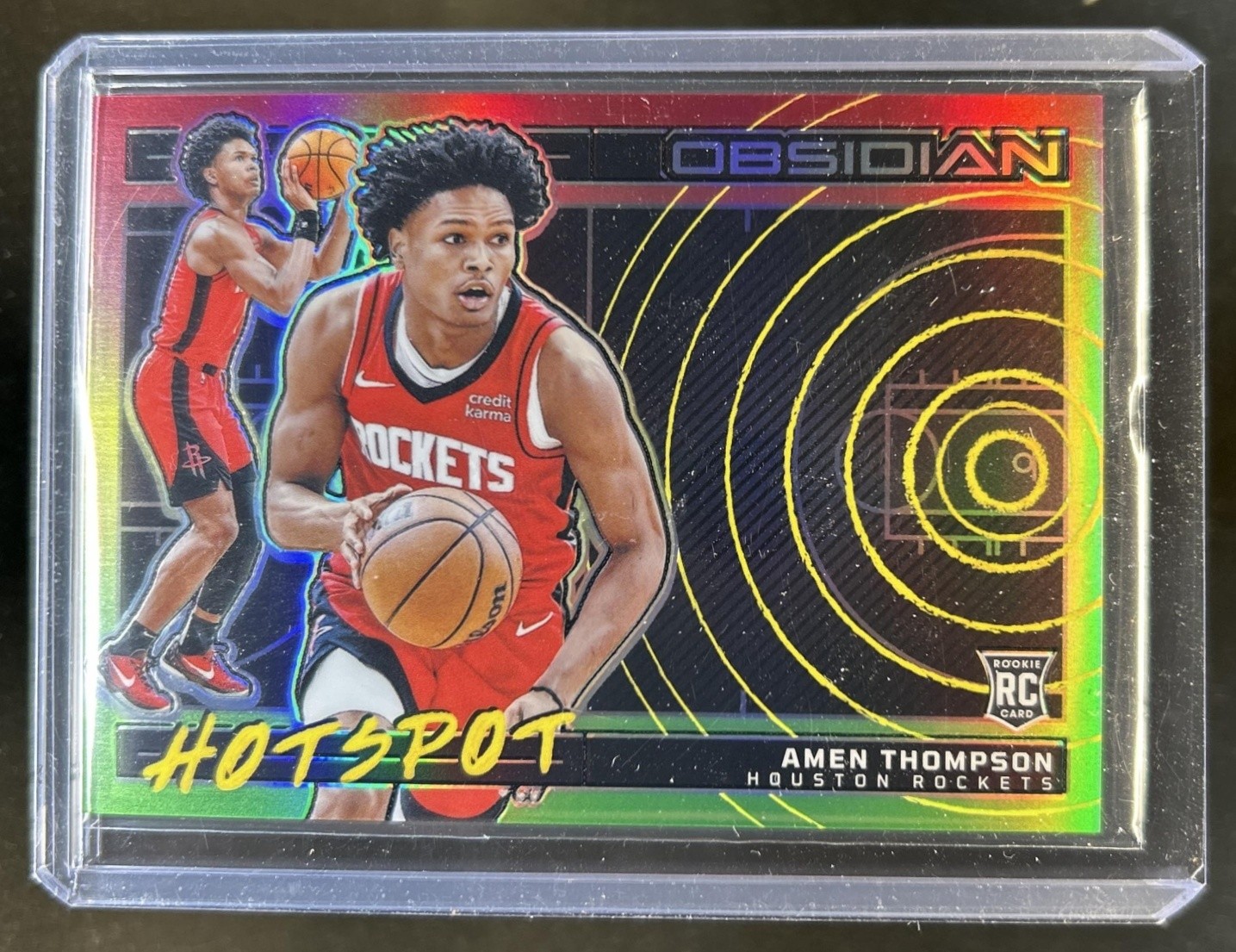 2023-24 Panini Obsidian Amen Thompson Hotspot RC Electric Etch Reggae Flood #/60