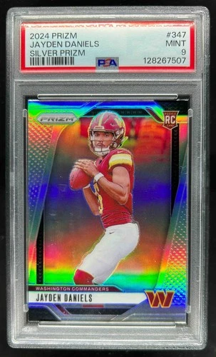 2024 Prizm Jayden Daniels RC Silver Rookie #347 Commanders PSA 9