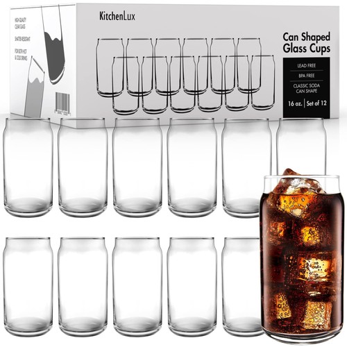 16 oz Can Shaped Glass Cups, Set of 12 Beer Can Glasses, Aesthetic Soda Can C... - Picture 8 of 8