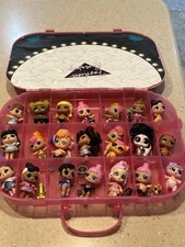 Lot of 23 LOL SURPRISE 3” Dolls display Case accessories Pets Clothes Runway
