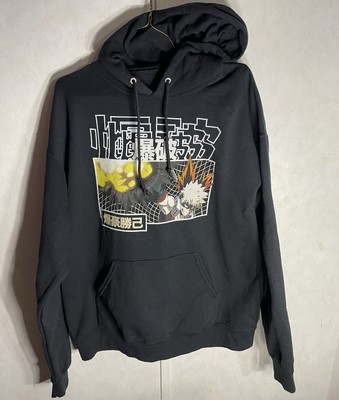 Crunchyroll Hooded Sweatshirt Men Large Black My Hero Academia Graphic Drawstrin