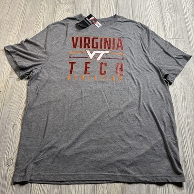 Virginia Tech Hokies TShirt Men s XXL Gray Spellout Logo Soft Captivating New