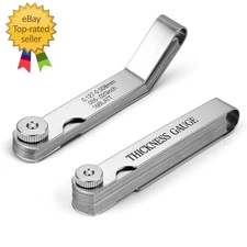 2Pcs Feeler Gauges Set Stainless Steel, 32 Straight & 16 Angled Blades, Dual Mar