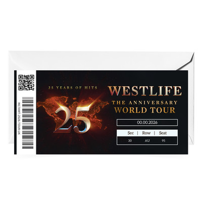 Westlife Mock Ticket 25th Anniversary Tour 2026 personalisiert Geschenk Souvenir