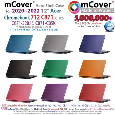 NEW mCover  Hard Shell Case for 2020 12'' Acer Chromebook 712 C871 series Laptop