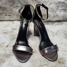Lulu's Metallic Heeled Sandals - Silver/Gun Metal