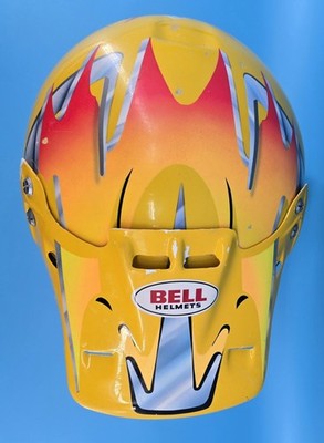 Vtg 90s Bell Moto 6 Helmet MX Motorcross Sz M Yellow Pink Rare w