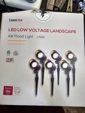 (QTY 6) LEONLITE Low Voltage LED Landscape Spotlight,5W 12V Pathway Lights Black