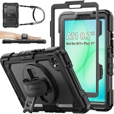 360 Rotating Hand Strap Full-Body Case for Samsung Galaxy Tab A11 8.7'' Black