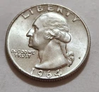 1964 Washington Quarter • AU Slider Look 90% Silver • Strong Detail NMM  X60